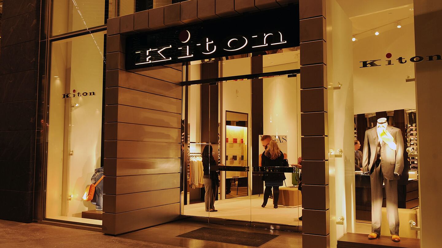 Luxury brand Kiton's storefront.