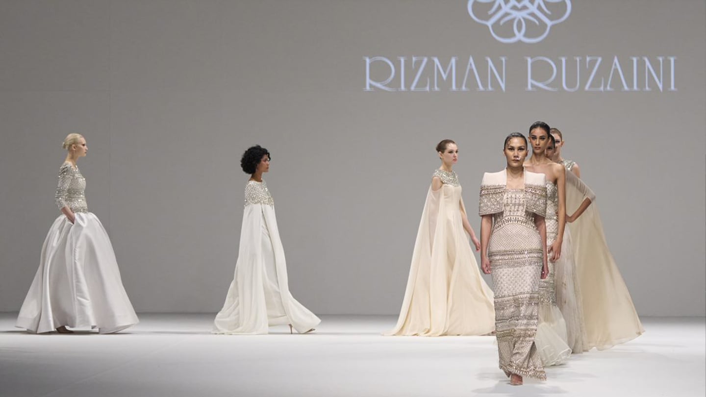 Malaysian designer duo Rizman Ruzaini show during Dubai Fashion Week February 2024.