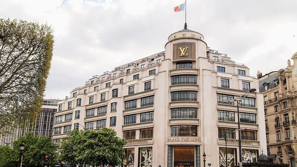 The Louis Vuitton flagship on Avenue des Champs-Élysées in Paris, France.
