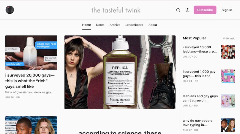 Derek Deng's Substack newsletter "The Tasteful Twink."