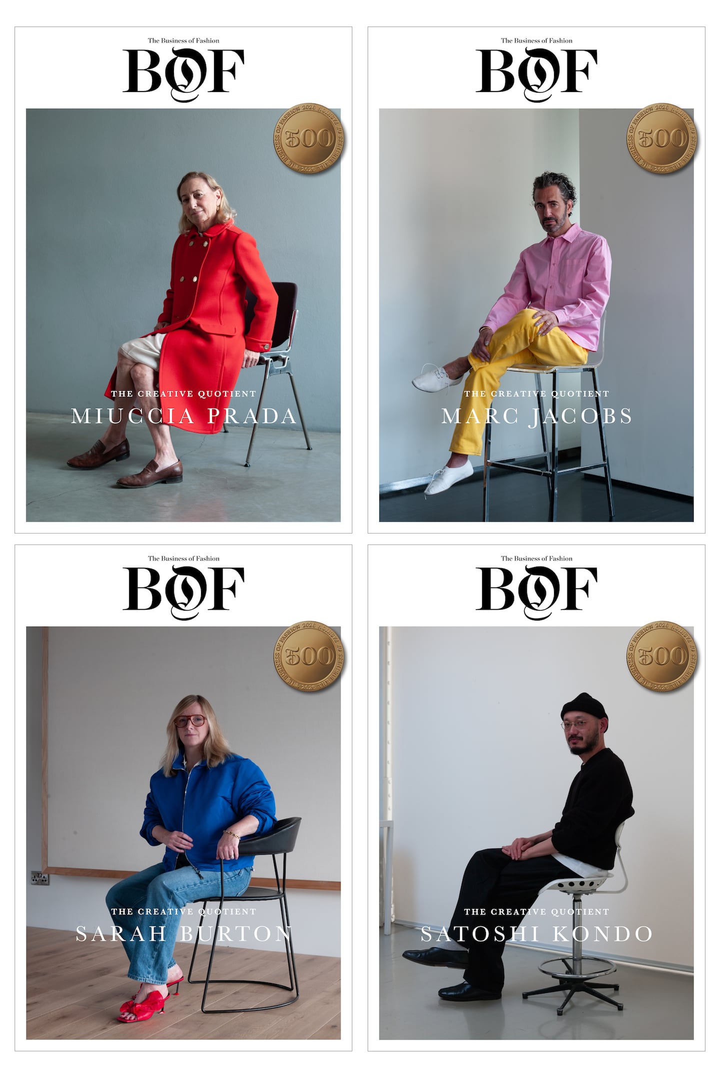 Miuccia Prada, Marc Jacobs, Sarah Burton and Satoshi Kondo are 2026’s BoF 500 cover stars.
