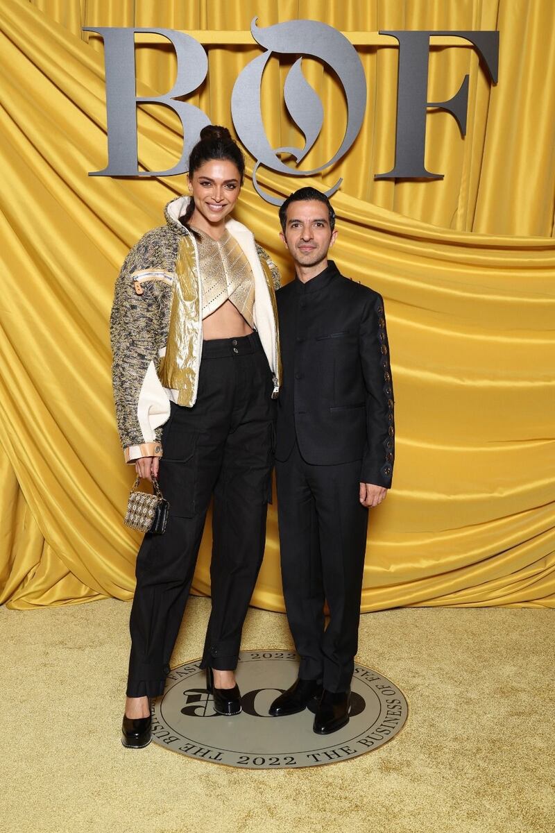 Deepika Padukone, actor, from India, and Imran Amed, founder & chief executive, from Canada attend the #BoF500 gala during Paris Fashion Week.