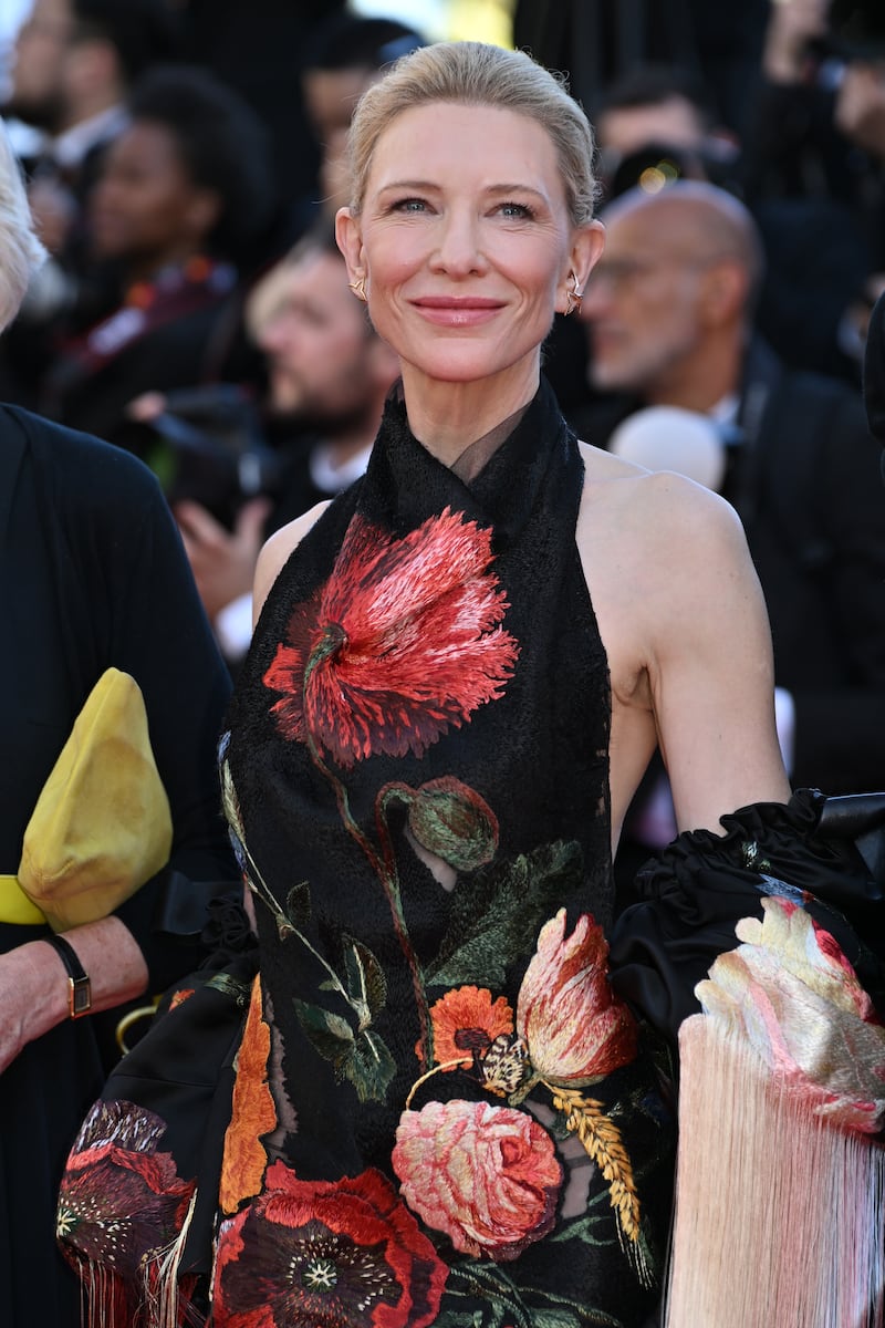 Cate Blanchett wearing Givenchy at Cannes Film Festival at Palais des Festivals on May 17, 2026 in Cannes, France.