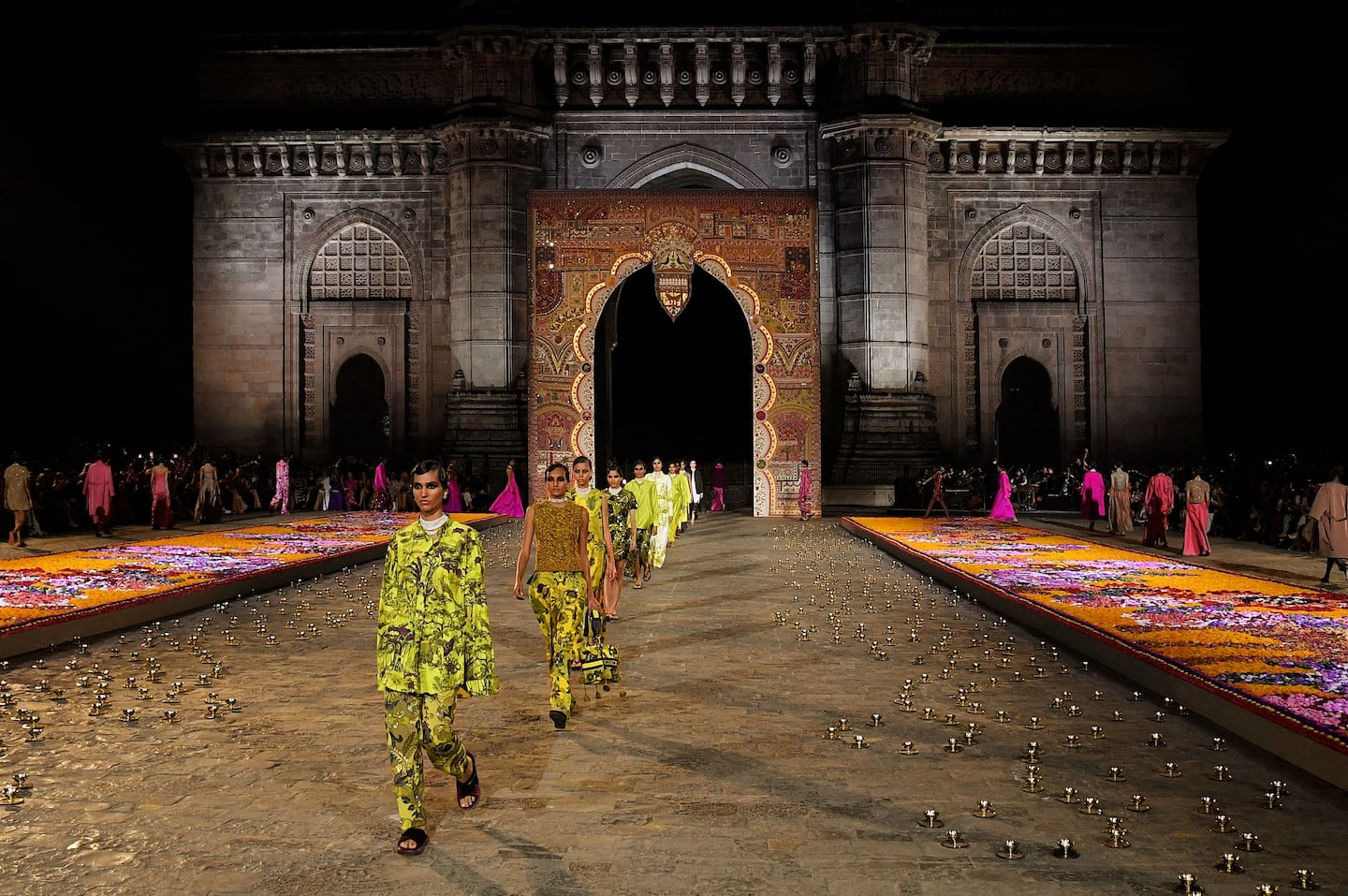 Christian Dior presented its 2023 pre-fall collection at the Gateway of India monument in Mumbai on Mar. 30.