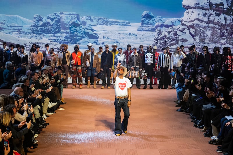 Pharrell Williams at the Louis Vuitton Mens Autumn/Winter 2024 show.
