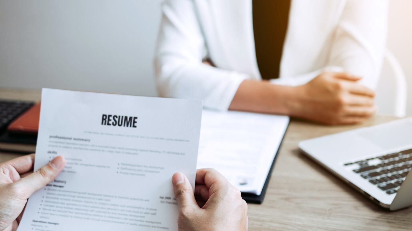 A candidate at a job interview.