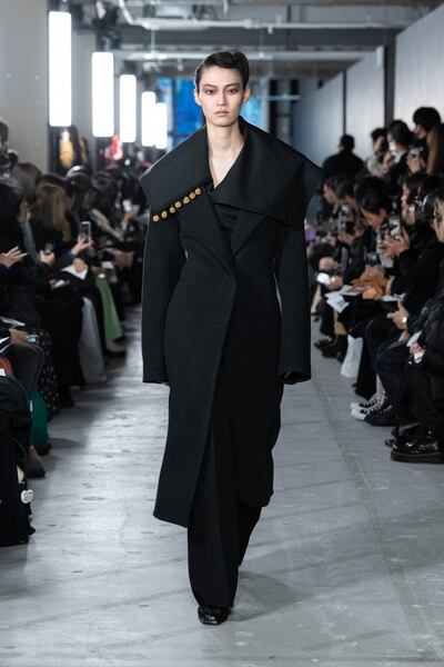 A look from the Harunobu Murata show during Rakuten Fashion Week Tokyo in March 2024 in Tokyo Japan.