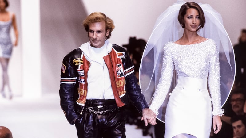 Claude Montana and Christy Turlington at his Spring/Summer 1992 show.