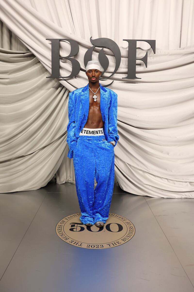 Alton Mason attends the #BoF500 Gala during Paris Fashion Week at Shangri-La Hotel Paris on September 30, 2023 in Paris, France.