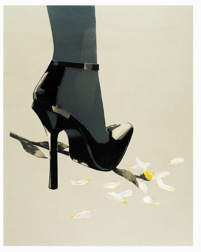 Loves Me Loves Me Not, Monotype, oil on paper, Adv. Myla (UK), 2001