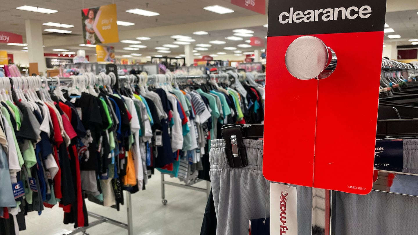 The clearance rack at T.J. Maxx clothing store in Annapolis, Maryland, as Americans brace for summer sticker shock as inflation continues to grow.