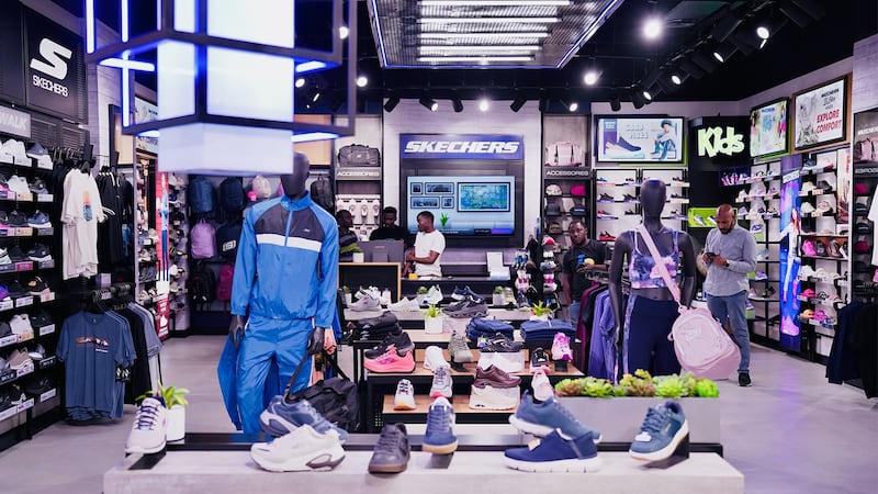 Customers shopping at the first Skechers store in Uganda located at Acacia Mall in the capital Kampala.