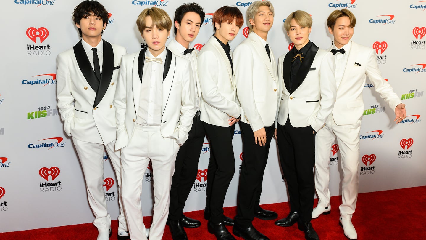 BTS at the KIIS FM's iHeartRadio Jingle Ball at the Forum Los Angeles, California on December 6, 2019. Shutterstock.
