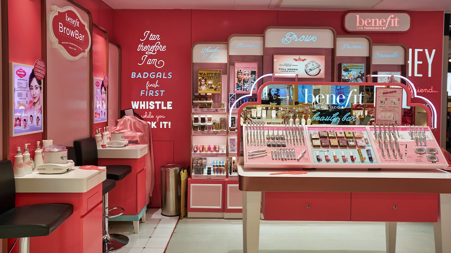 An image showing a Benefit Cosmetics counter.