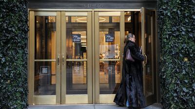 Woman entering Saks