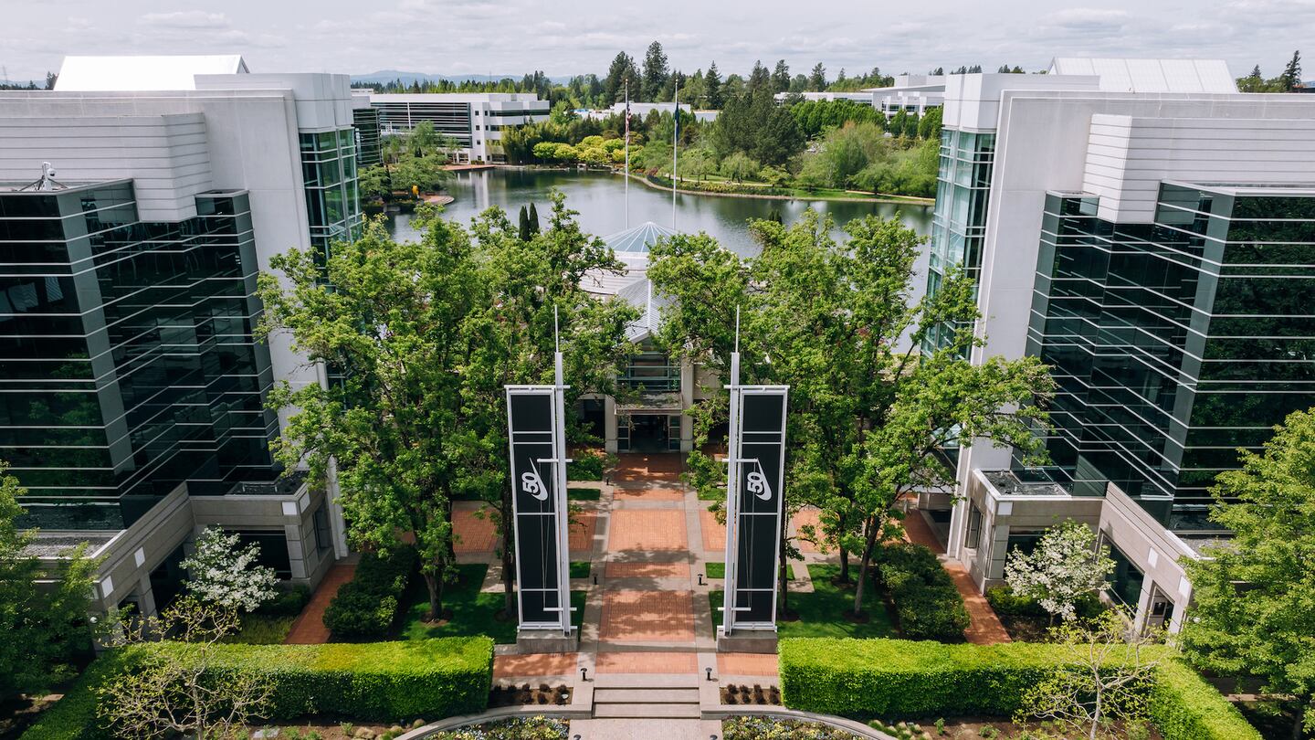 A landscape image of Nike Inc.'s World Headquarters