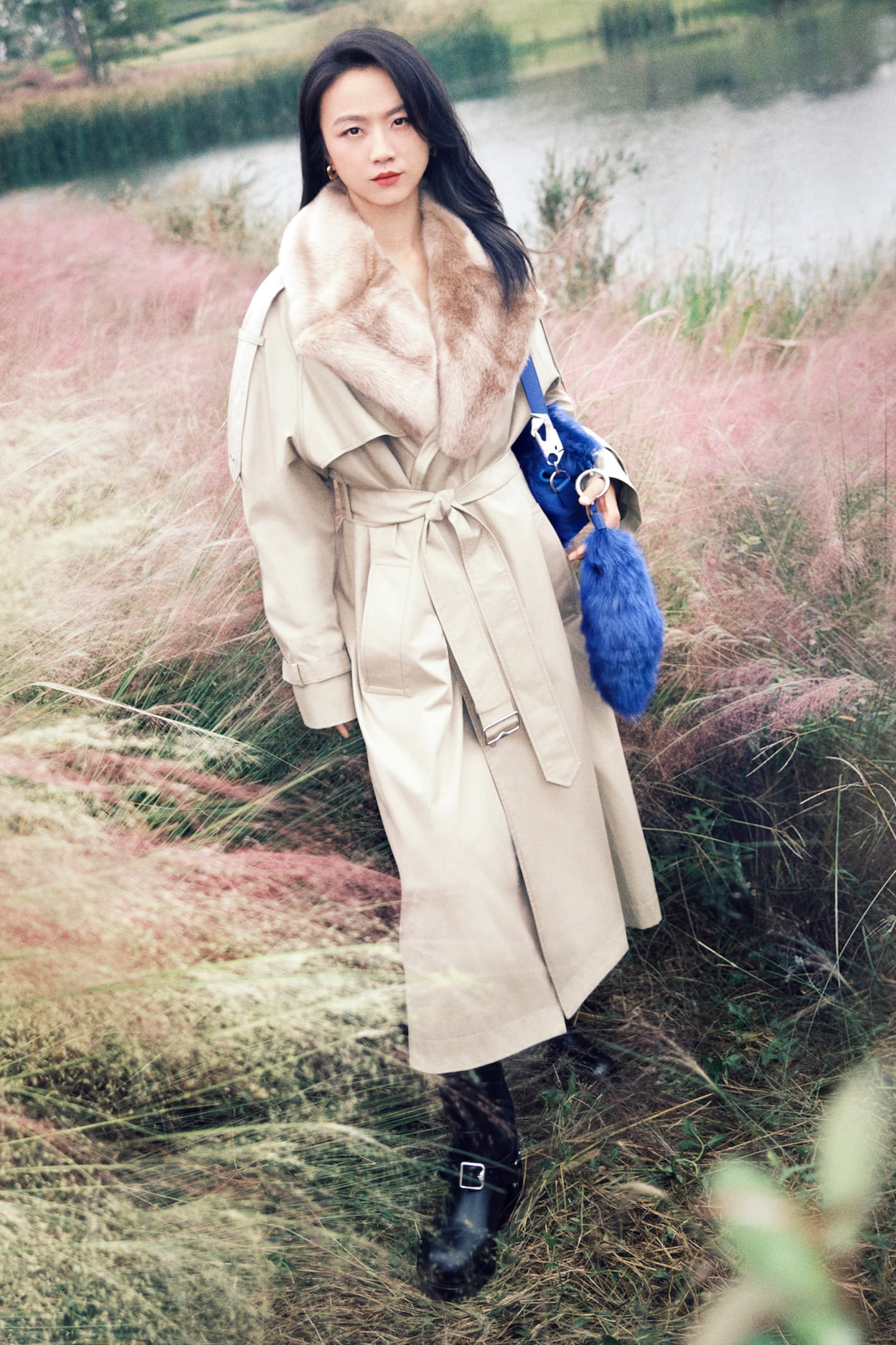 Actress Tang Wei wearing Burberry