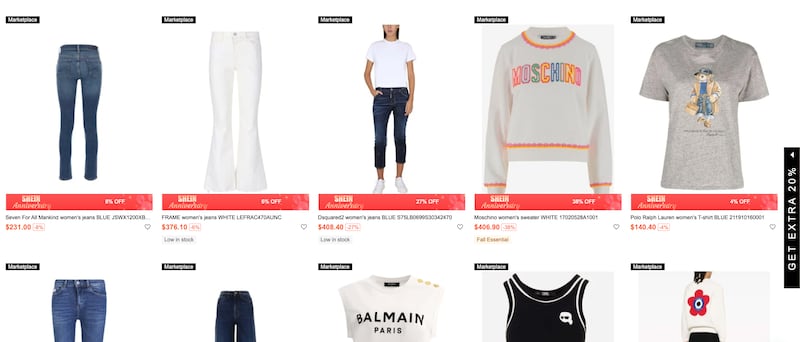 More Shein listings that advertise Moschino, Frame, Polo Ralph Lauren, DSquared2 products.