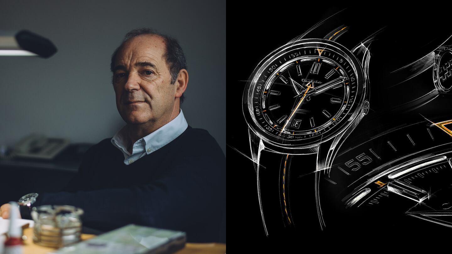 Mike France, chief executive of Christopher Ward; A sketch of a Christopher Ward C63 Sealander Elite. Christopher Ward.