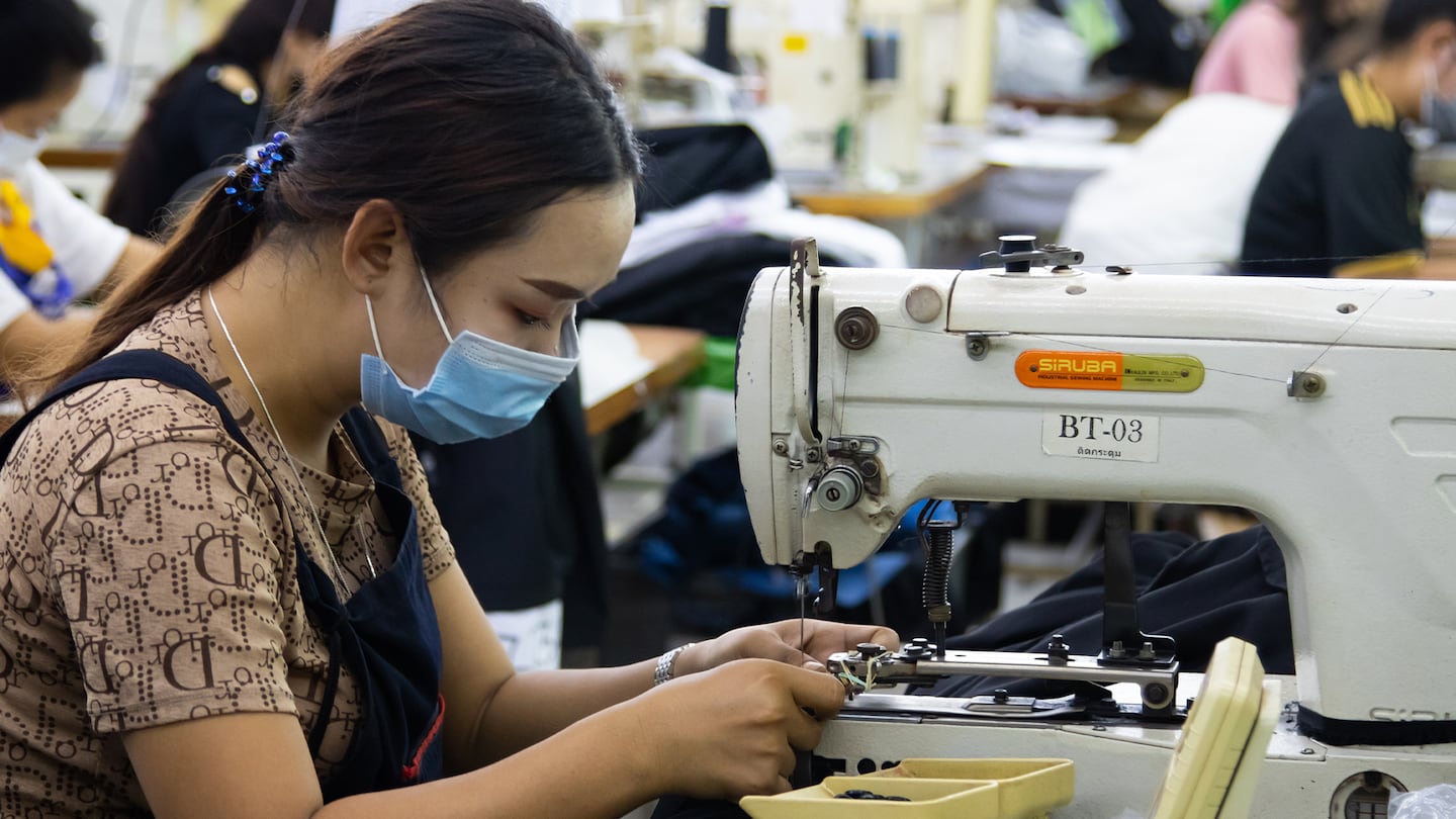 Garment workers in a factory in Vientiane, Laos.