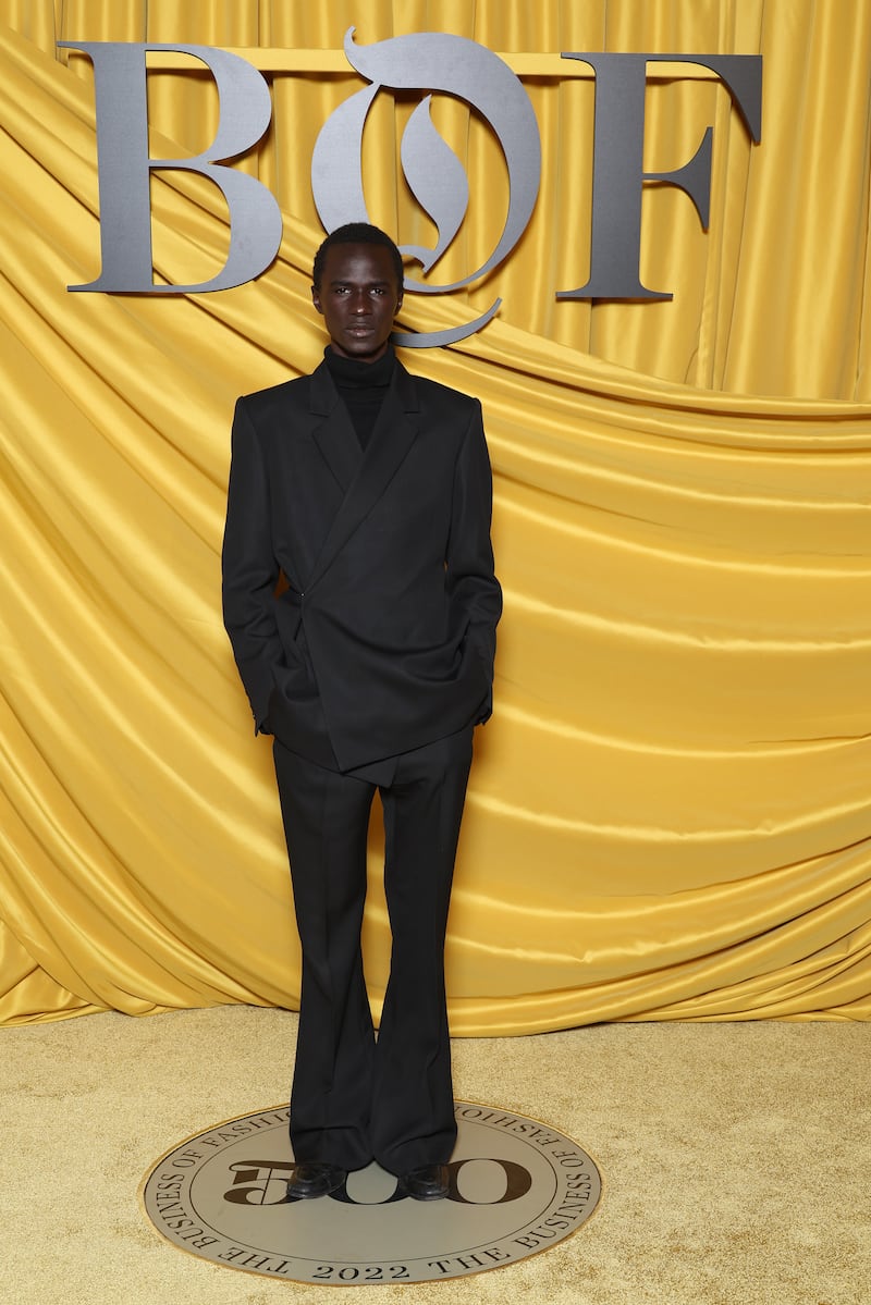 Malick Bodian, model & photographer, from Senegal, attends the #BoF500 gala during Paris Fashion Week.
