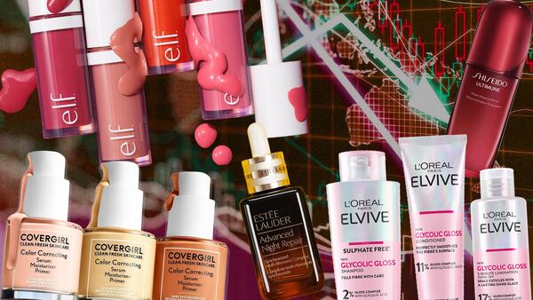 A collage of beauty products