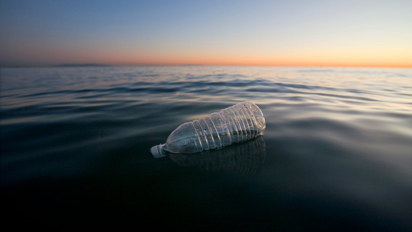 Plastic Water Bottle Floating in Pacific Ocean, Santa Monica, California, USA (Photo by: Citizen of the Planet/Education Images/Universal Images Group via Getty Images)