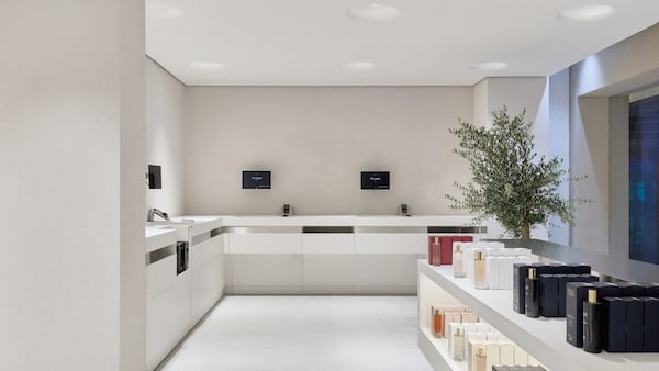 Self-checkout station at Zara.