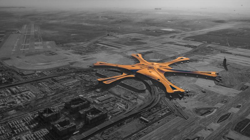 An aerial view of Beijing's Daxing Airport