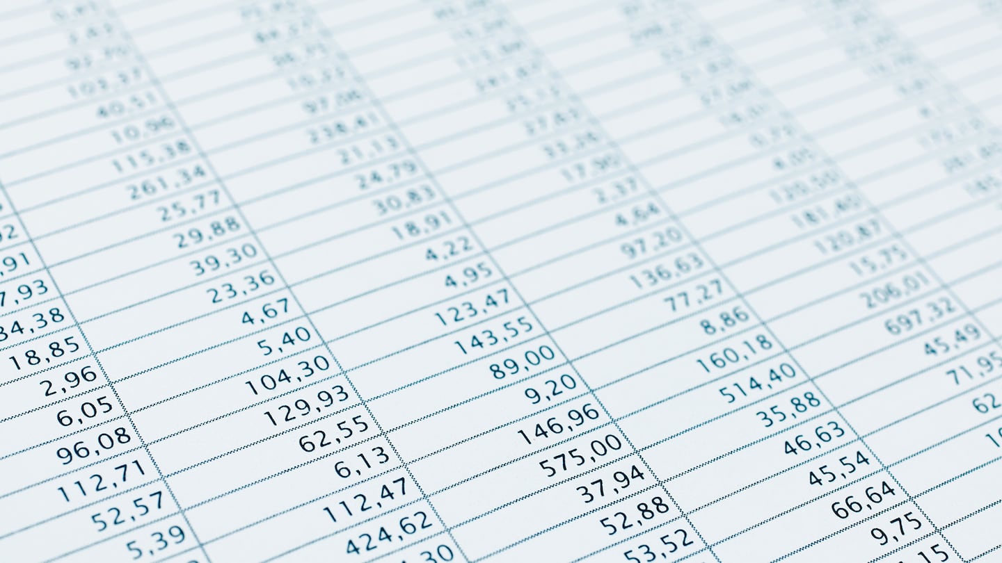 A spreadsheet shows rows and rows of numeric data.