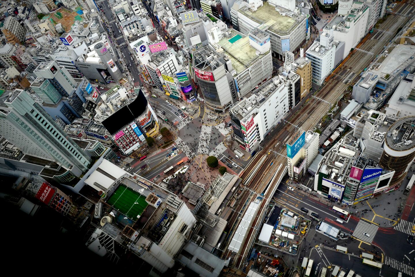 An aerial view of Shibuya, Tokyo. Kazuo ota.
