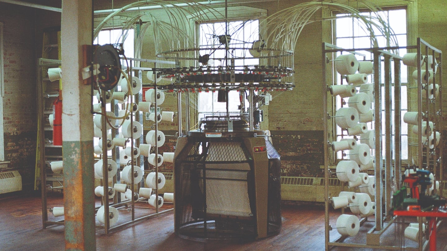 Buck Mason's knitting mill in Pennsylvania