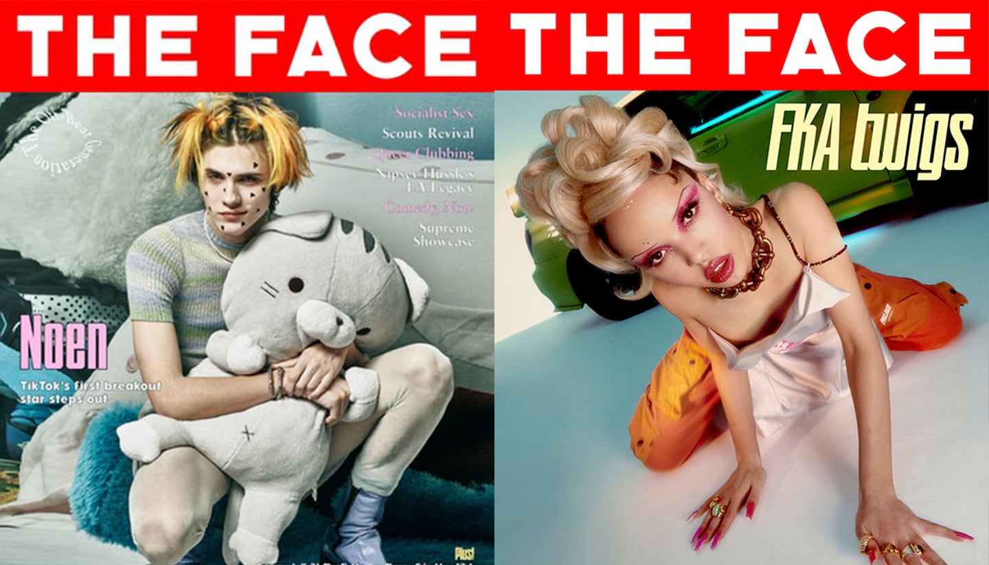 [L-R] TikTok star Noen Eubanks on the cover of The Face Spring 2020, FKA Twigs on the latest cover of The Face in February 2021. Courtesy.