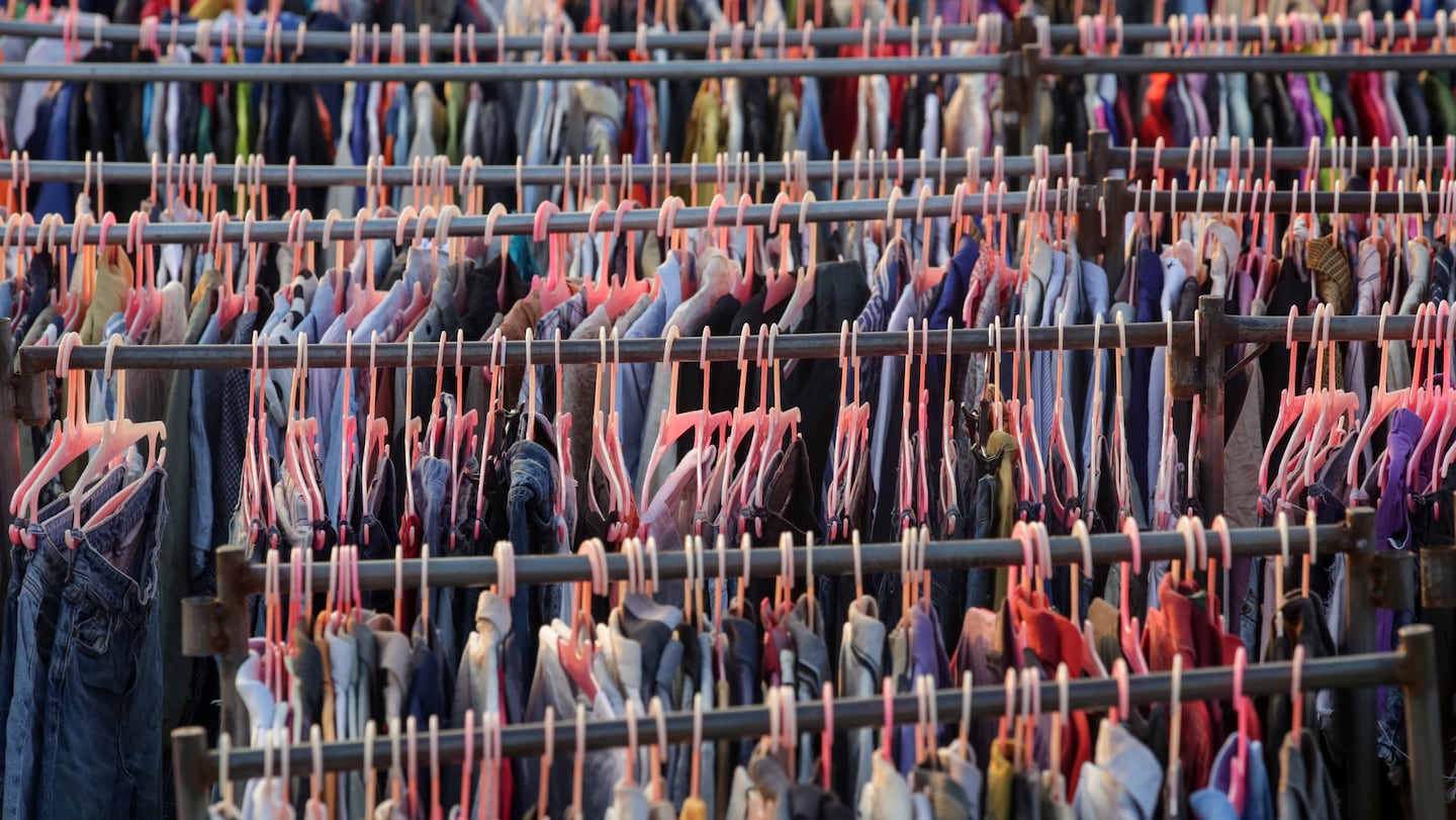Racks and racks of secondhand clothing.