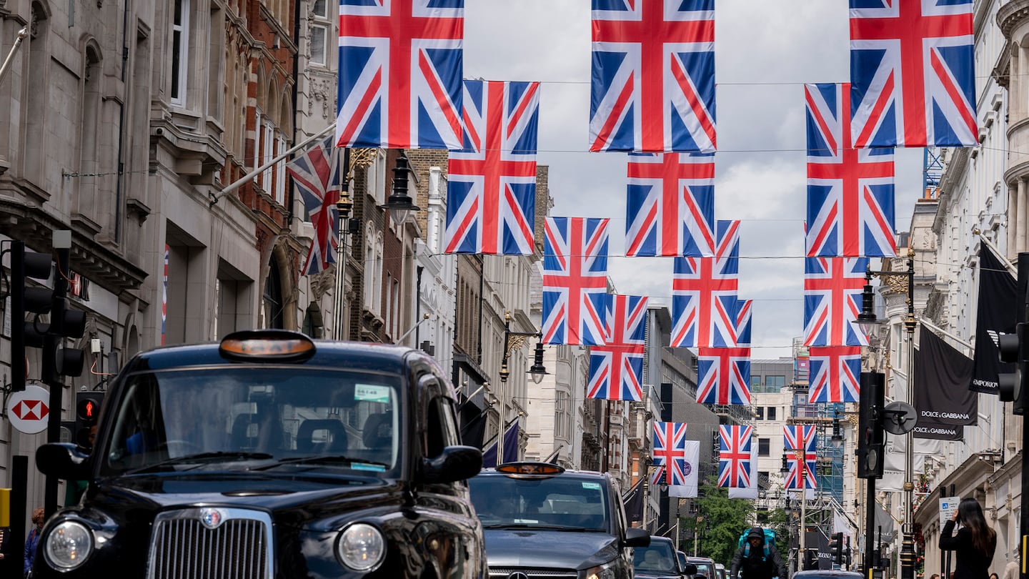 Bond Street with union jack flags.