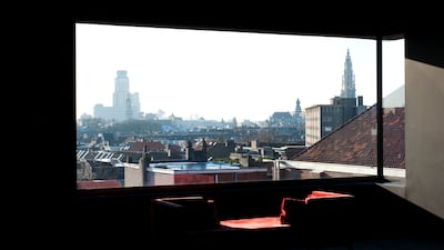 A view from Dries Van Noten's headquarters overlooking rooftops of Antwerp.