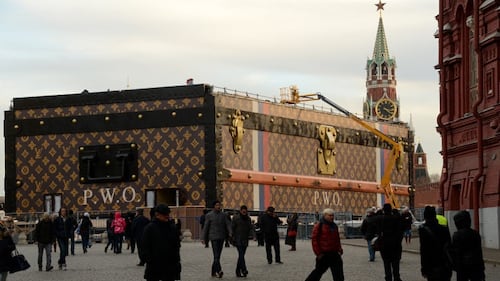 Giant Louis Vuitton Trunk Overshadowing Lenin Exits Red Square
