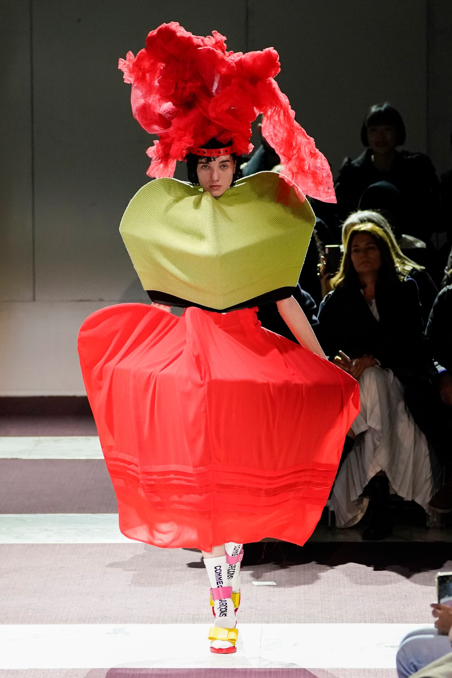 PARIS, FRANCE - FEBRUARY 29: (EDITORIAL USE ONLY) A model walks the runway during the Comme Des Garcons as part of the Paris Fashion Week Womenswear Fall/Winter 2020/2021 on February 29, 2020 in Paris, France. (Photo by Peter White/Getty Images)