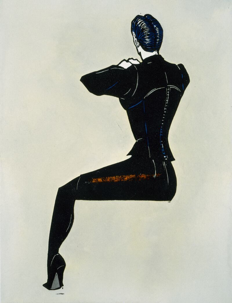 Untitled (Alaïa), Linocut print and watercolour, Vanity (Italy),1987