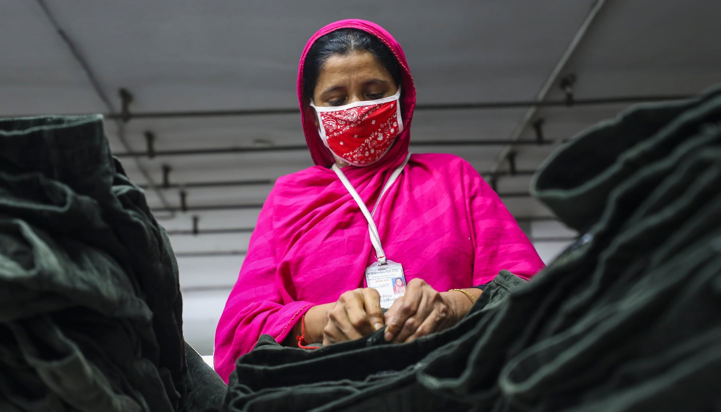 A garment worker in Dhaka, Bangladesh