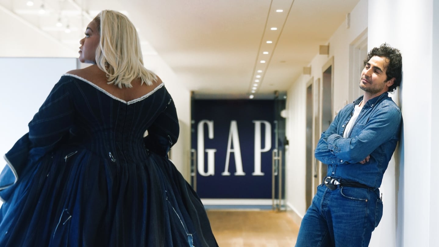 American actress Da'Vine Joy Randolph and Gap Inc’s creative director Zac Posen at a Met Gala fitting in 2024.