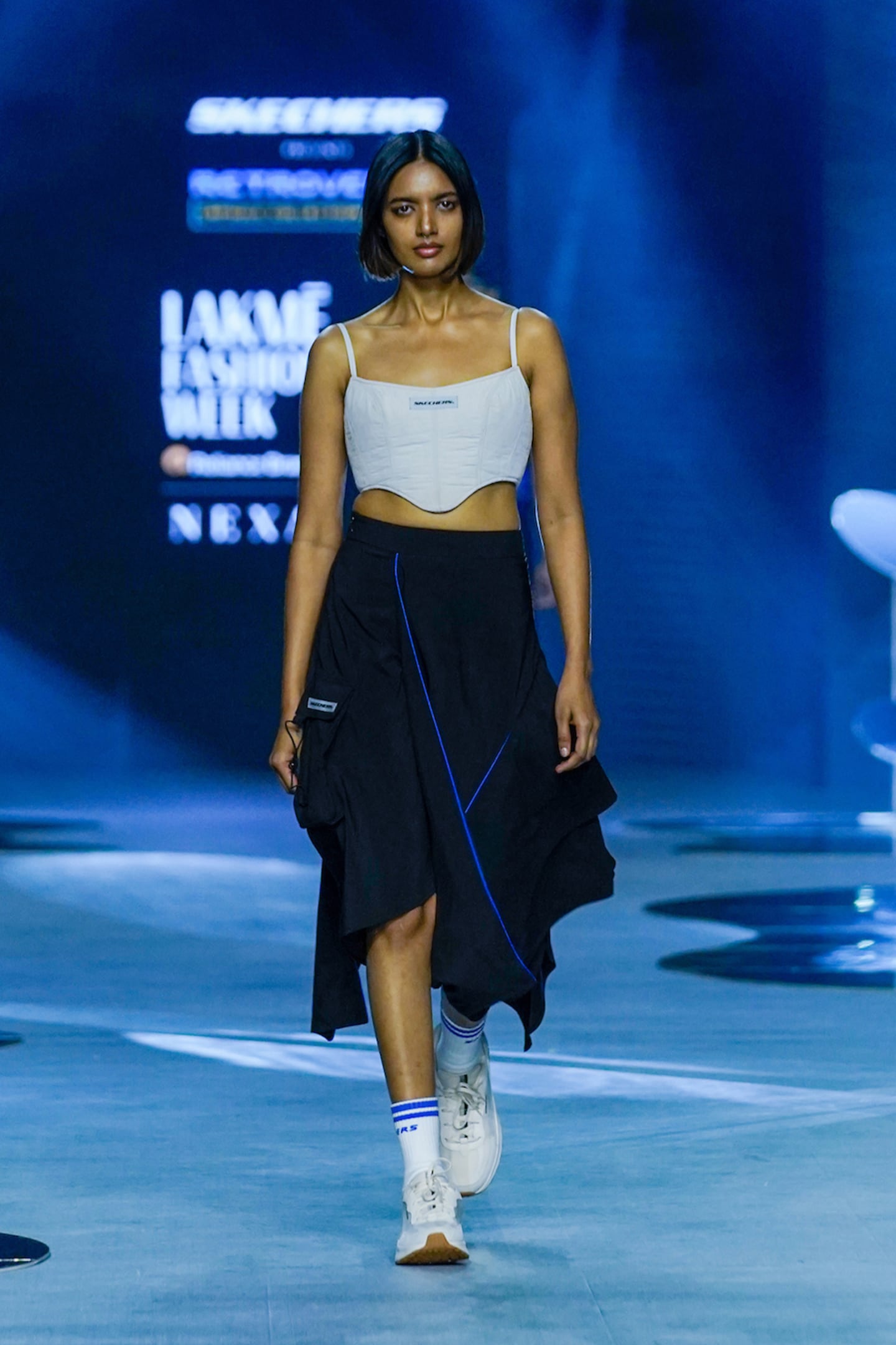 Skechers debuted a streetwear capsule collection designed by Indian designer Kanika Goyal at the latest edition of the biannual Lakme Fashion week.