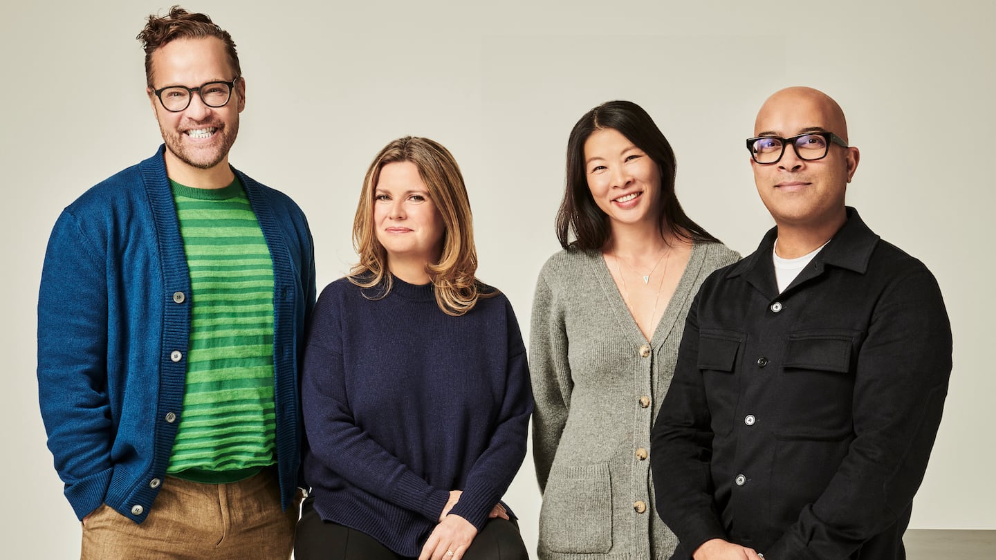 Prodject founders Tobias Armstrong, Jihye Song and Keith Baptista with The Independents CEO Isabelle Chouvet.