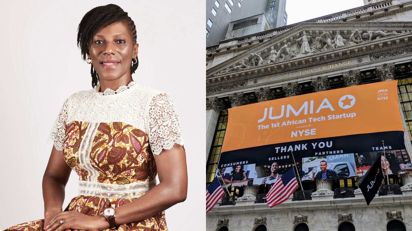 Juliet Anammah, chairwoman at Jumia Nigeria and head institutional affairs at Jumia Group; Jumia's IPO in 2019. Jumia; Shutterstock.