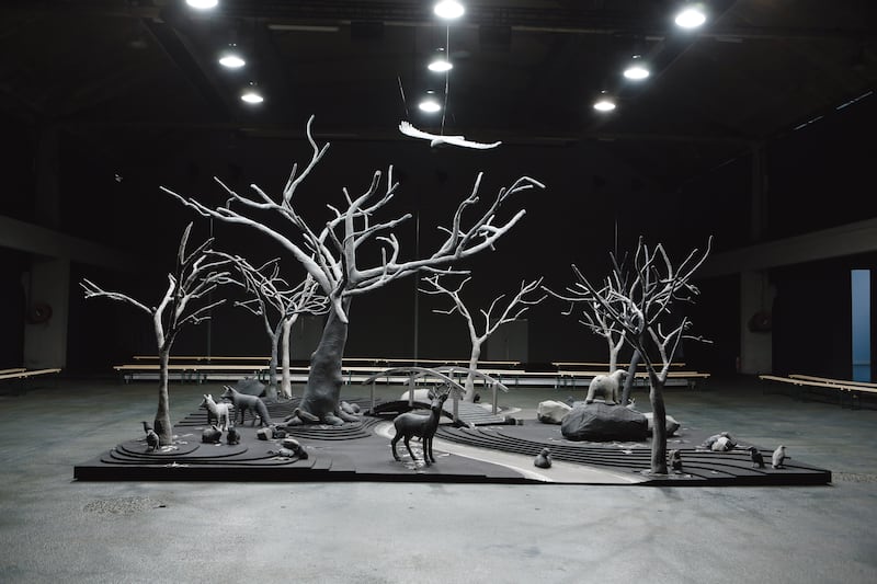 The set at the Thom Browne Autumn/Winter 2024 mens show in Paris.