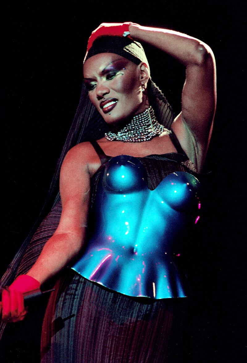Grace Jones wearing Issey Miyake in February 1982.