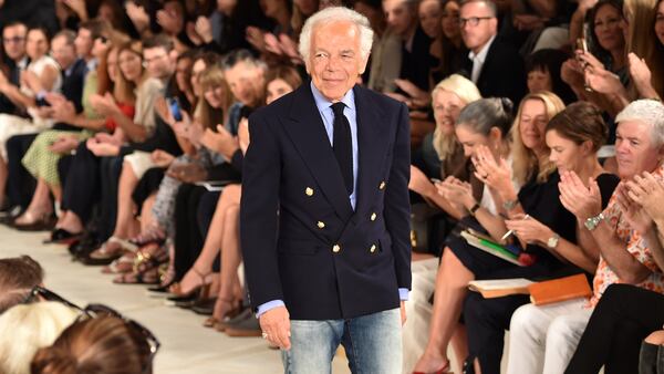 Designer Ralph Lauren poses on the runway at Ralph Lauren Spring 2016 during New York Fashion Week.