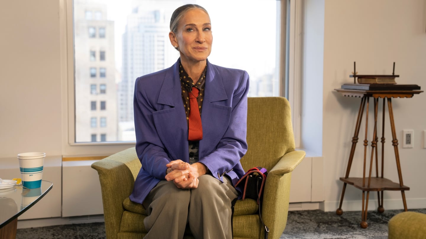 Sarah Jessica Parker's talked-about Jean Paul Gaultier suit, as seen on "And Just Like That"