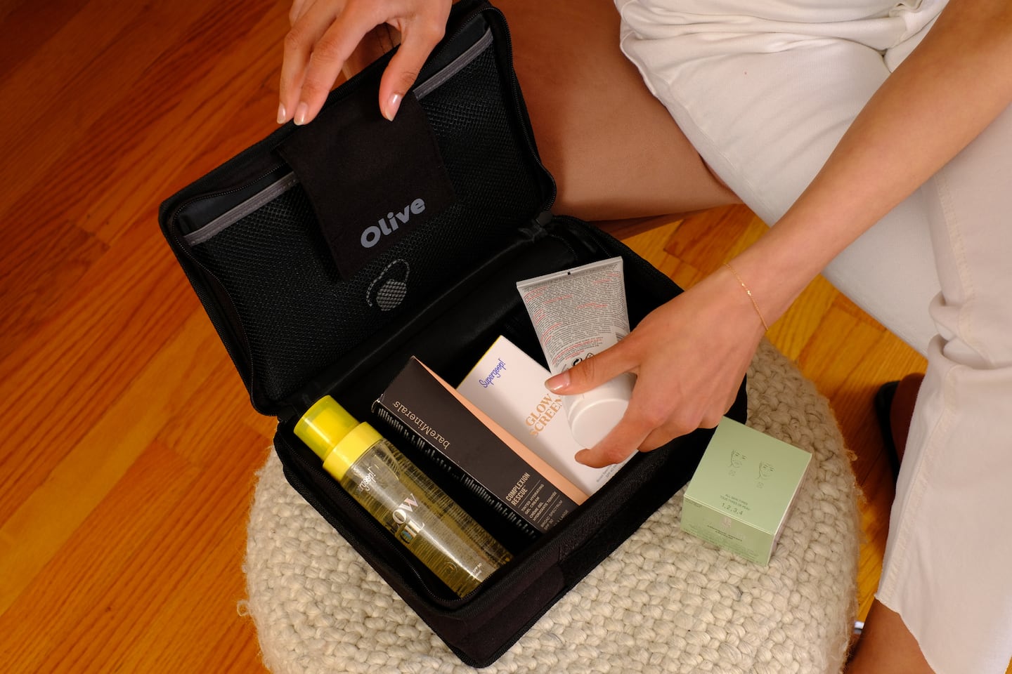 Olive beauty tote
