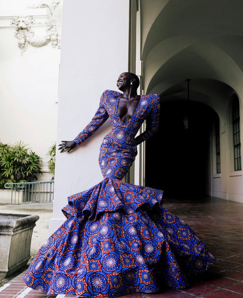 An outfit from Cameroon-born, US-based designer Claude Kameni whose namesake brand has attracted several celebrity clients.